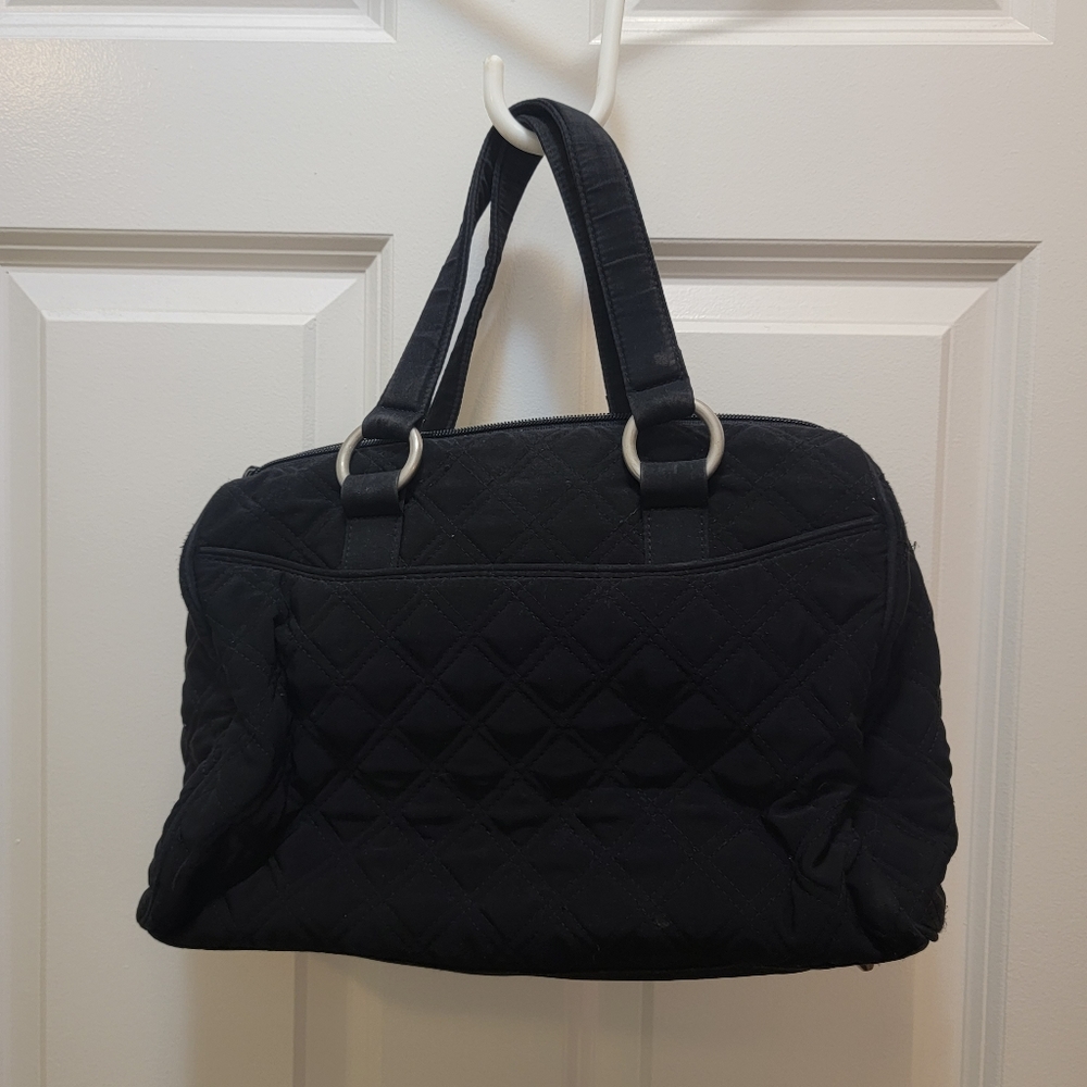 Vera Bradley Cargo Satchel Microfiber Black Handbag Purse Retired Vintage
